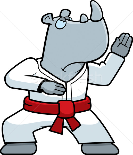 Karate rhino cartoon Zdjęcia stock © cthoman