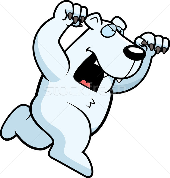 Stockfoto: Cartoon · ijsbeer · lopen · aanval · uit