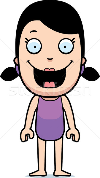 Fată costum de baie desen animat ilustrare copii copil Imagine de stoc © cthoman