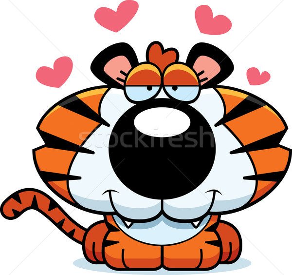 Cartoon tijger welp liefde illustratie gelukkig Stockfoto © cthoman