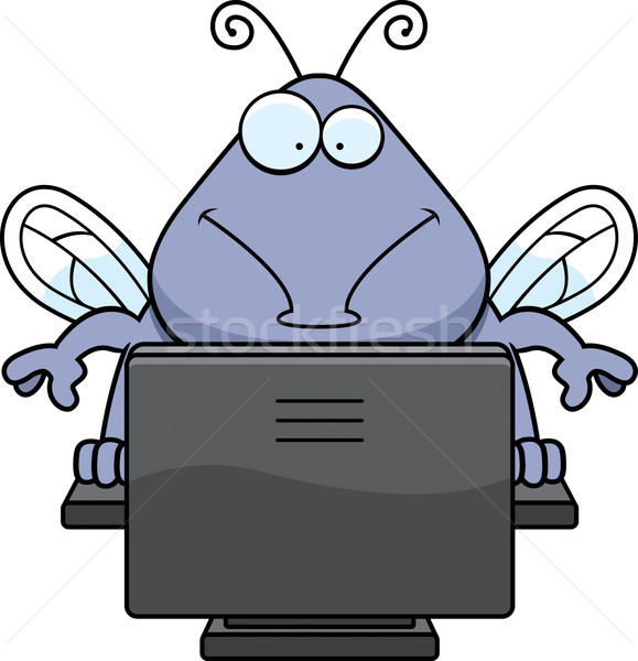 Computer bug cartoon gelukkig toetsenbord monitor Stockfoto © cthoman