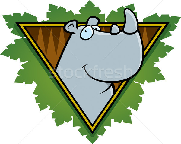 Rhino Safari Symbol glücklich Karikatur Blätter Stock foto © cthoman