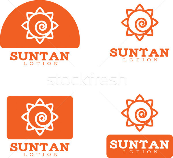 Sonnenbräune Lotion Symbol Designs vier Illustrationen Stock foto © cthoman