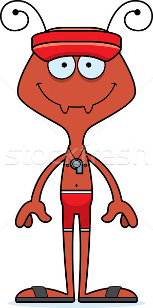 Desenho animado sorridente salva-vidas formiga seis animal Foto stock © cthoman