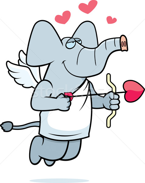 Elefante feliz desenho animado arco seta coração Foto stock © cthoman