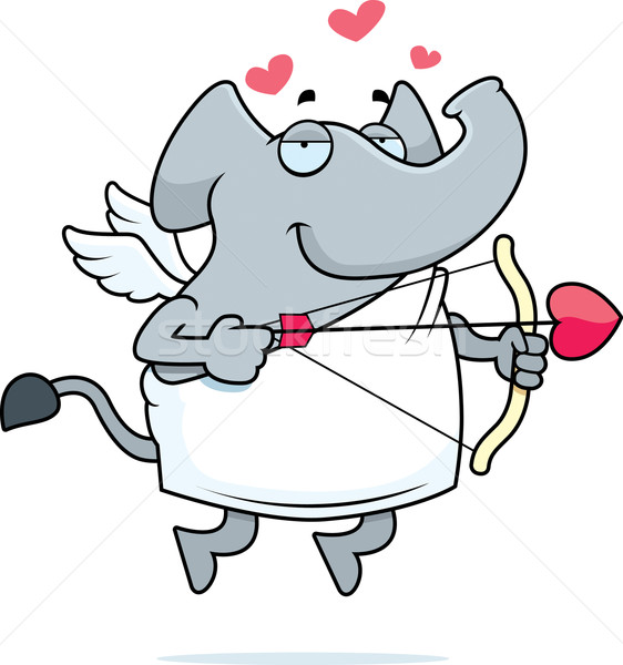 Elefante feliz desenho animado arco seta amor Foto stock © cthoman