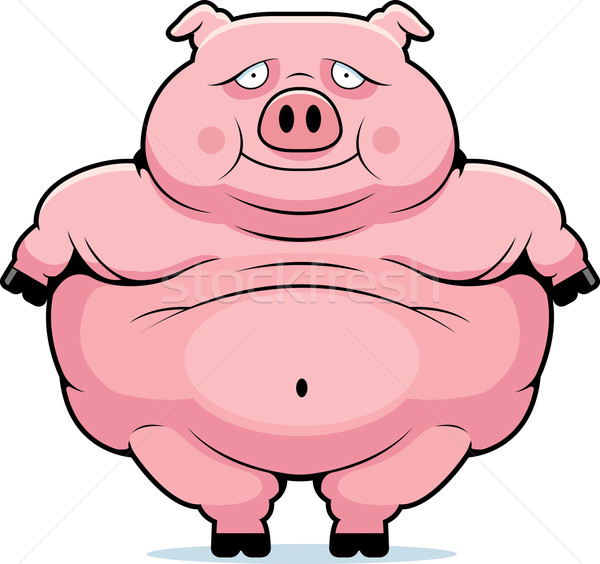 Grăsime porc fericit desen animat în picioare zâmbitor Imagine de stoc © cthoman