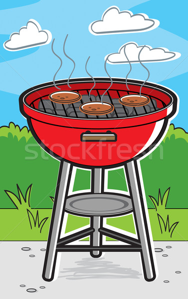 Barbecue cartoon feu fumée bbq Photo stock © cthoman