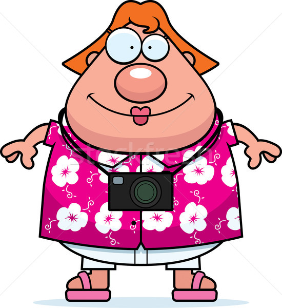 Turist gülen mutlu karikatür ayakta kadın Stok fotoğraf © cthoman
