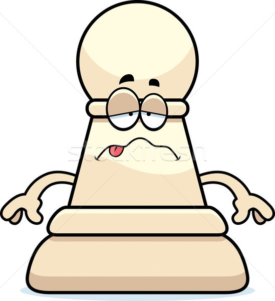 [[stock_photo]]: Malade · cartoon · échecs · pion · illustration