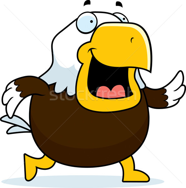 Chauve aigle marche heureux cartoon souriant Photo stock © cthoman