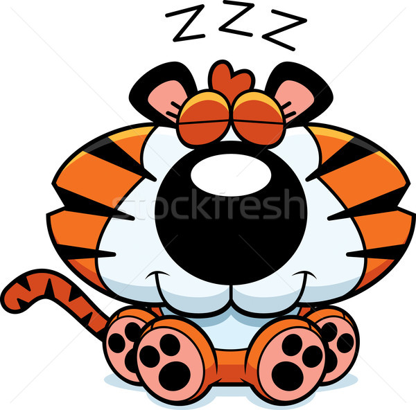 Cartoon Tiger Cub Napping Stock photo © cthoman