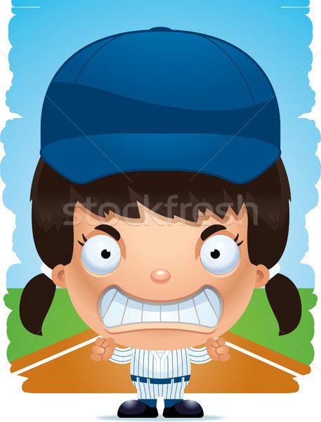 Angry Cartoon Girl Baseball Player Stock photo © cthoman