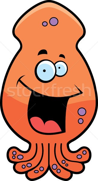 Calmar zâmbitor desen animat portocaliu fericit Imagine de stoc © cthoman