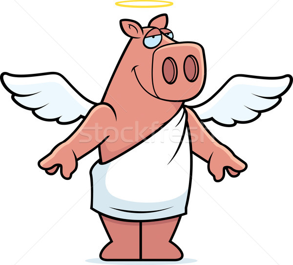 Porco anjo feliz desenho animado asas de anjo halo Foto stock © cthoman