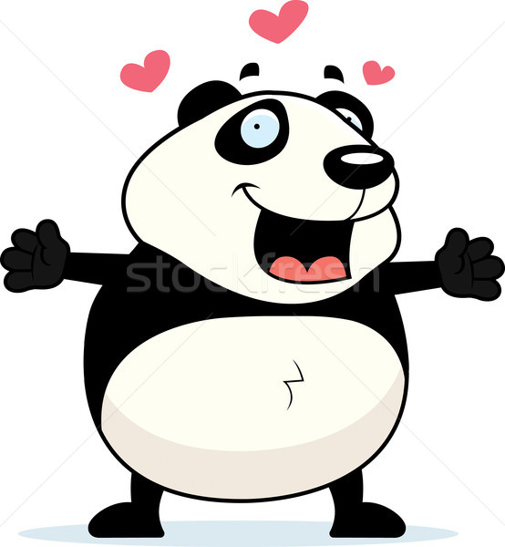 Foto stock: Panda · abrazo · feliz · Cartoon · listo · dar