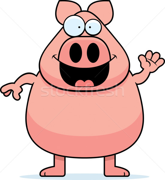 Cartoon Pig Waving Stock photo © cthoman
