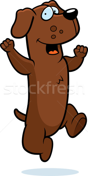 Bassê saltando feliz desenho animado sorridente cão Foto stock © cthoman