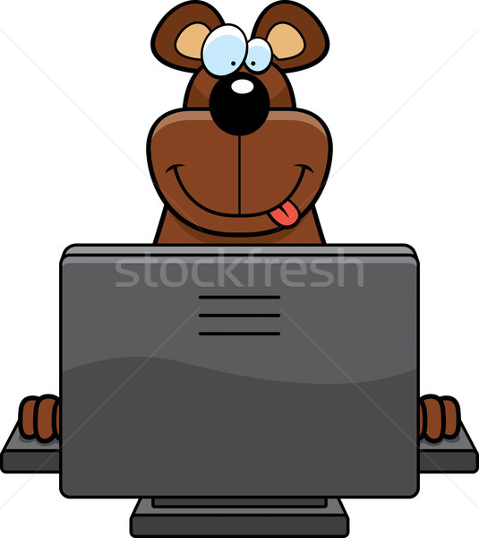 Orso computer felice cartoon tastiera Foto d'archivio © cthoman