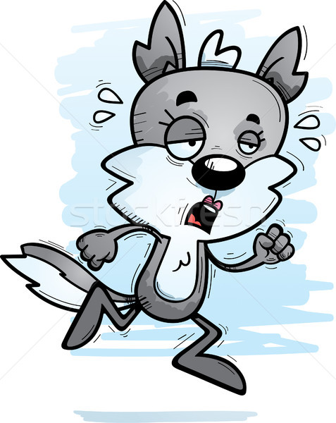 [[stock_photo]]: épuisé · cartoon · Homme · loup · illustration · courir