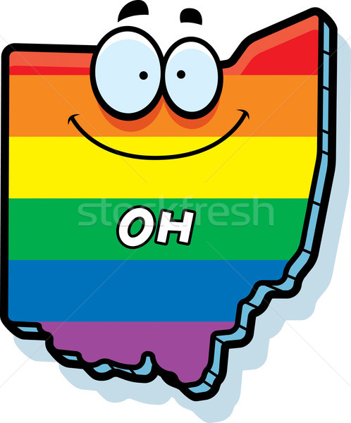 Karikatur Ohio Homosexuell Ehe Illustration lächelnd Regenbogen Stock foto © cthoman