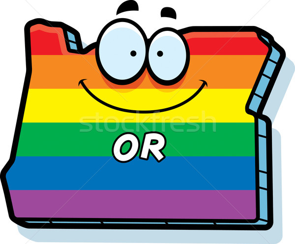 Cartoon Oregon homohuwelijk illustratie glimlachend regenboog Stockfoto © cthoman