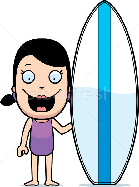 Menina prancha de surfe desenho animado ilustração crianças criança Foto stock © cthoman