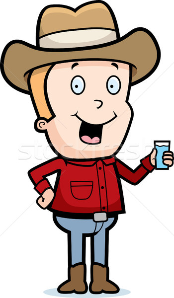 [[stock_photo]]: Cowboy · boire · heureux · cartoon · potable · souriant
