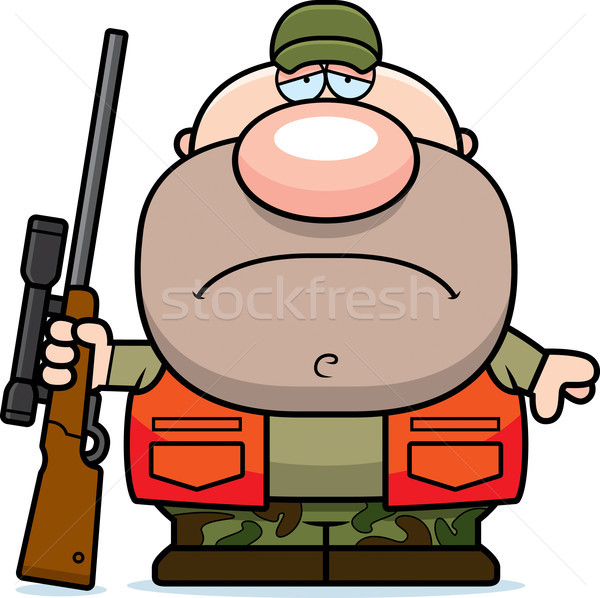 Traurig Karikatur Jäger Illustration gun Person Stock foto © cthoman