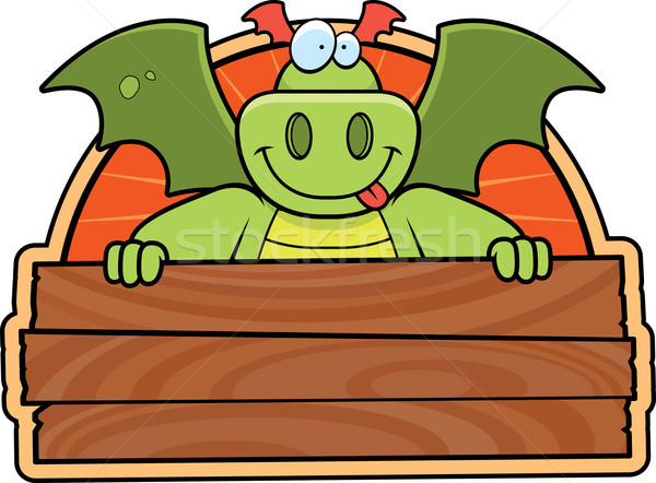 Dragón signo feliz Cartoon madera Foto stock © cthoman