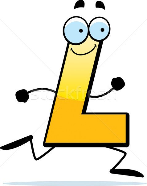 Cartoon courir illustration lettre l souriant heureux [[stock_photo]] © cthoman