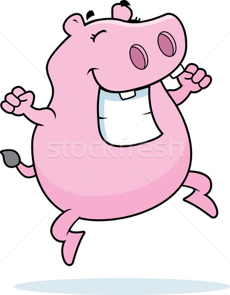 гиппопотам прыжки счастливым Cartoon улыбаясь животного Сток-фото © cthoman