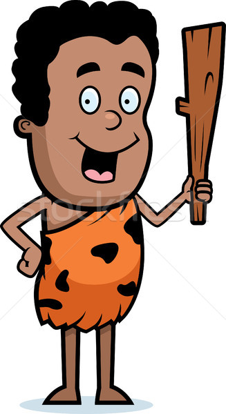 Jaskiniowiec klub szczęśliwy cartoon chłopca drewna Zdjęcia stock © cthoman
