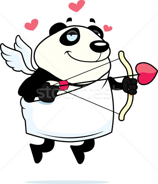 Panda fericit desen animat arc săgeată dragoste Imagine de stoc © cthoman