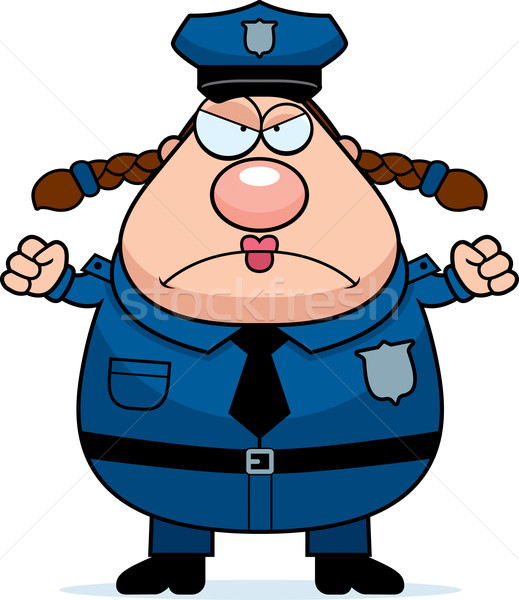 Boos politie vrouw cartoon illustratie naar Stockfoto © cthoman