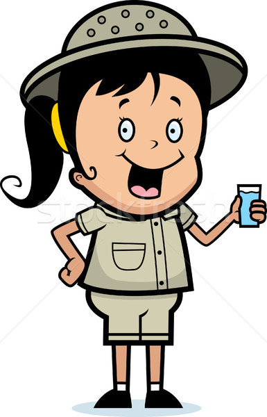 Explorator bea fericit desen animat copil apă Imagine de stoc © cthoman