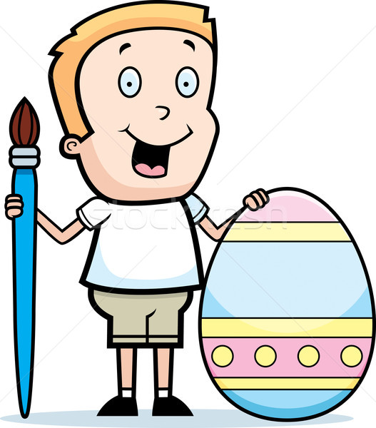 Cartoon Boy Painting Easter Egg Stock photo © cthoman
