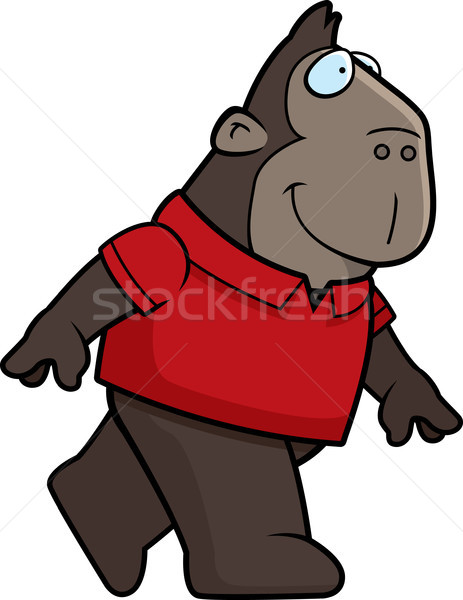 Emberszabású majom sétál boldog rajz mosolyog Stock fotó © cthoman