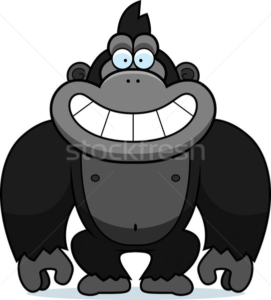Desenho animado gorila arreganhar ilustração feliz Foto stock © cthoman