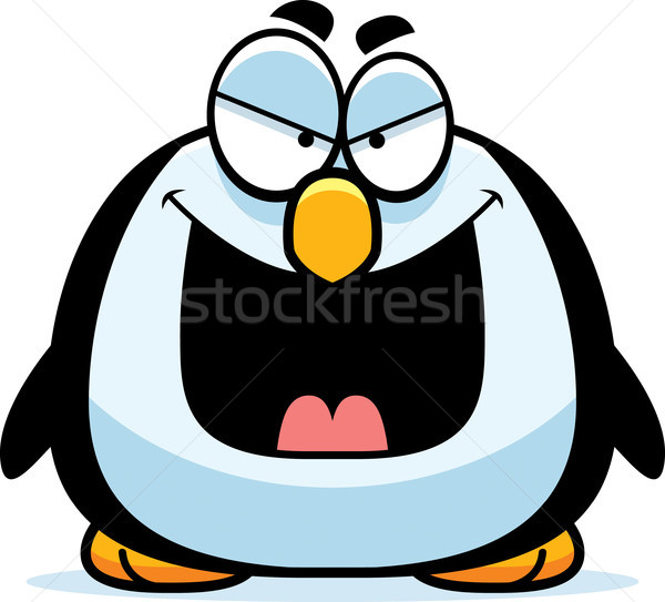 Bösen wenig Pinguin Karikatur Illustration schauen Stock foto © cthoman
