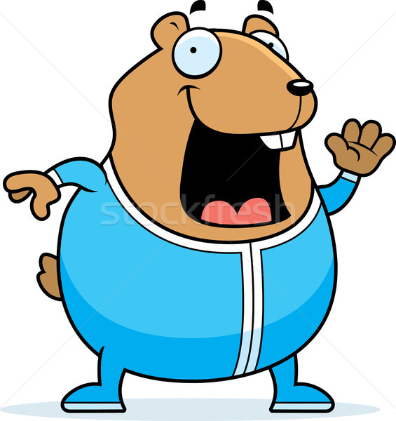Cartoon hamster pyjama illustration heureux animaux Photo stock © cthoman