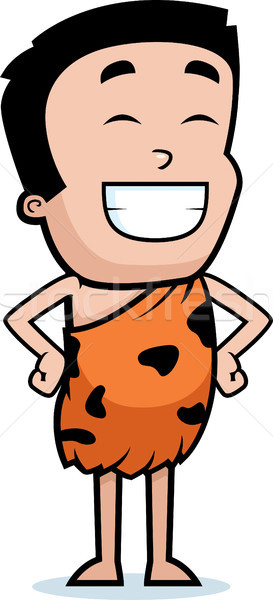 Jaskiniowiec chłopca uśmiechnięty szczęśliwy cartoon stałego Zdjęcia stock © cthoman