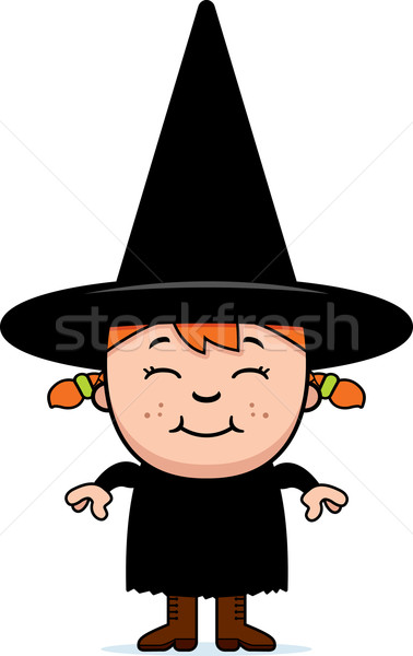 çocuk cadı mutlu karikatür ayakta gülen Stok fotoğraf © cthoman