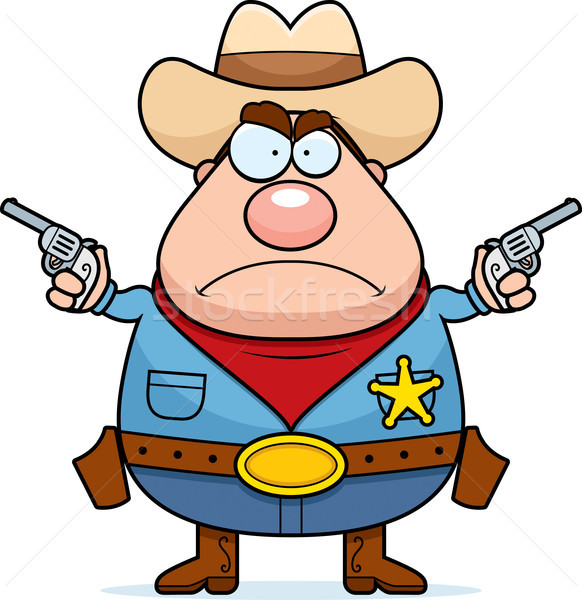 Zły cowboy cartoon szeryf człowiek dział Zdjęcia stock © cthoman