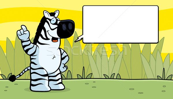 Zebra praten gelukkig cartoon glimlachend gras Stockfoto © cthoman