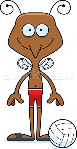 Desenho animado sorridente praia voleibol jogador mosquito Foto stock © cthoman