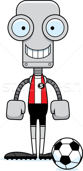 Cartoon uśmiechnięty piłkarz robot sportowe Zdjęcia stock © cthoman