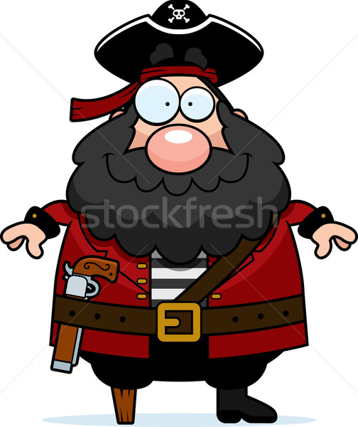 Pirata sorridente feliz desenho animado em pé seis Foto stock © cthoman