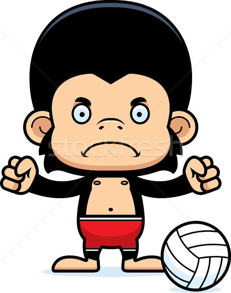Karikatur böse Strand Volleyball Spieler Schimpansen Stock foto © cthoman