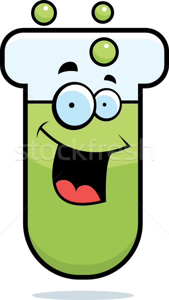 Epruvetă zâmbitor desen animat fericit verde chimie Imagine de stoc © cthoman